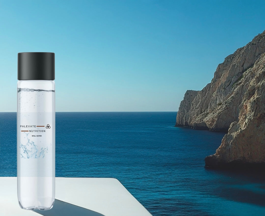 Ocean overview with Palevate Nutrition water bottle 